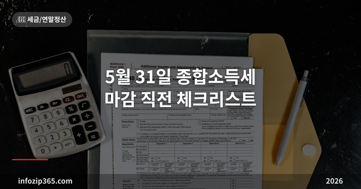 5월 31일 종합소득세 마감 직전 체크리스트 — 제출 전 5단계 점검과 마감 후 대응