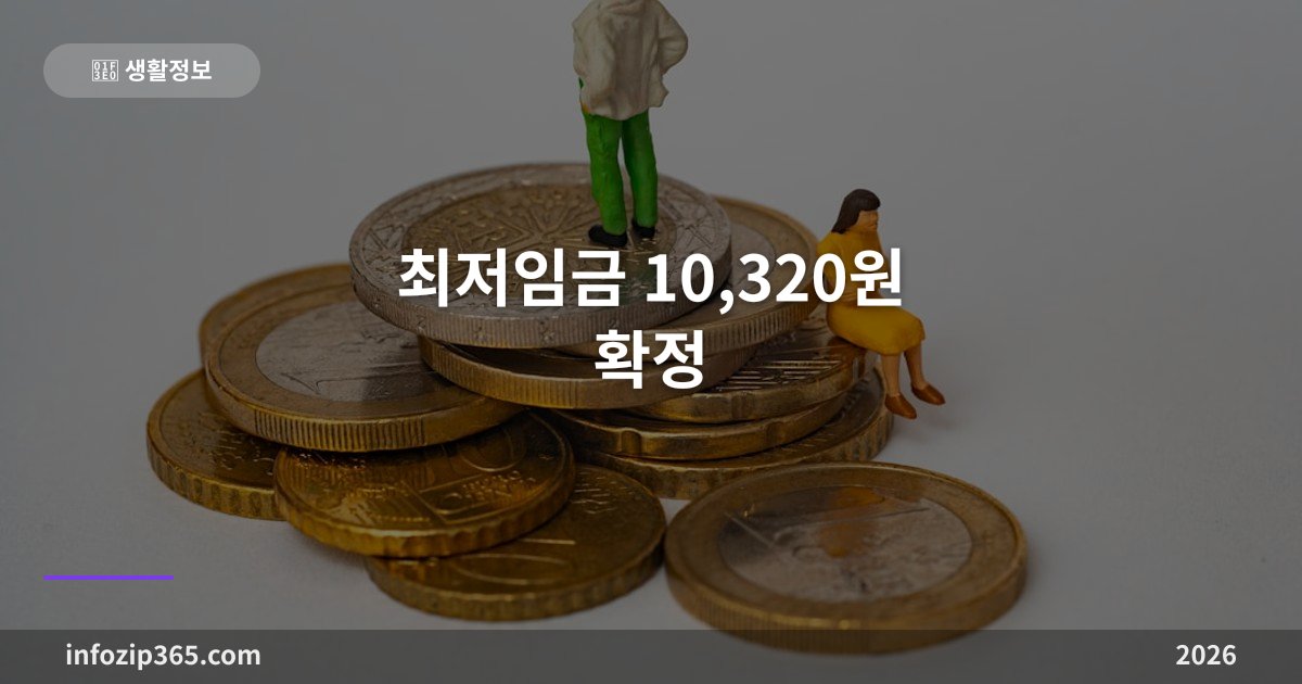 2026년 최저임금 10,320원 확정 - 월급 계산법과 실수령액 총정리