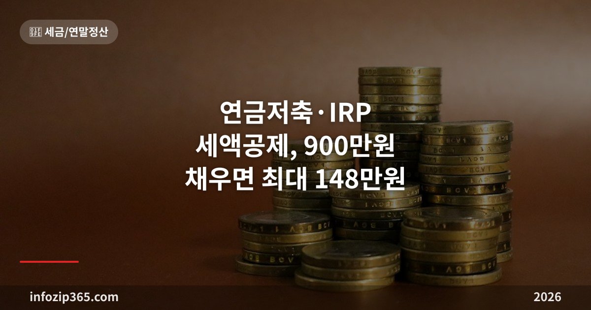 연금저축·IRP 세액공제, 900만원 채우면 최대 148만원 돌려받아요