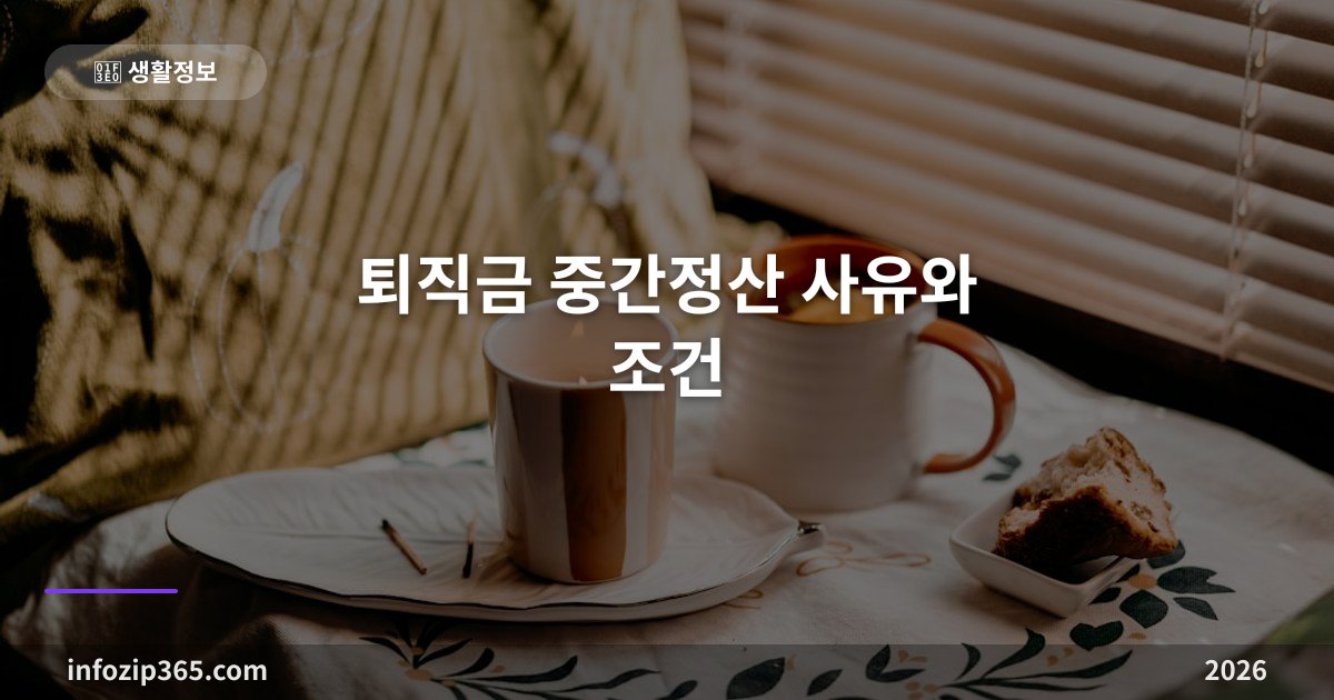 퇴직금 중간정산 사유와 조건 2026 | 주택구입·의료비 등 6가지